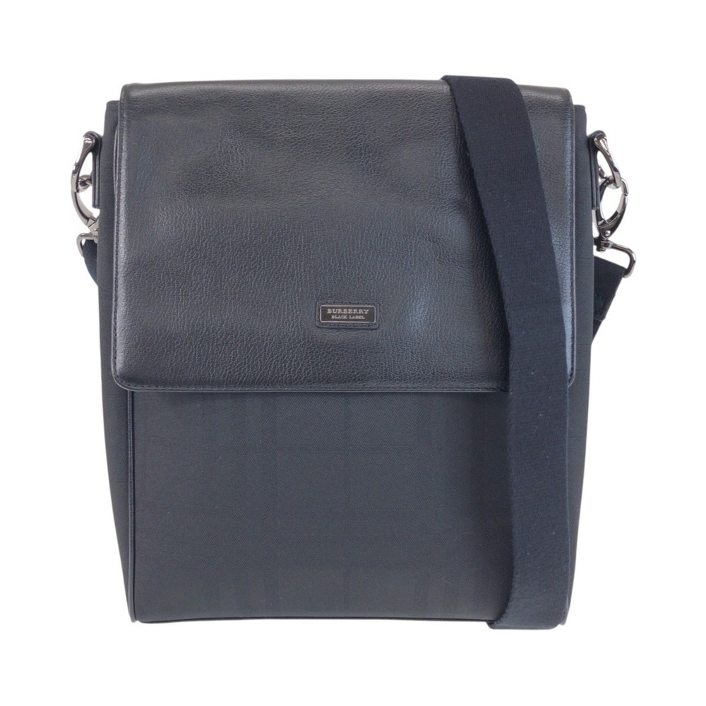 BURBERRY BLACK LABEL Burberry Black Label Check Pattern Canvas Leather Should...